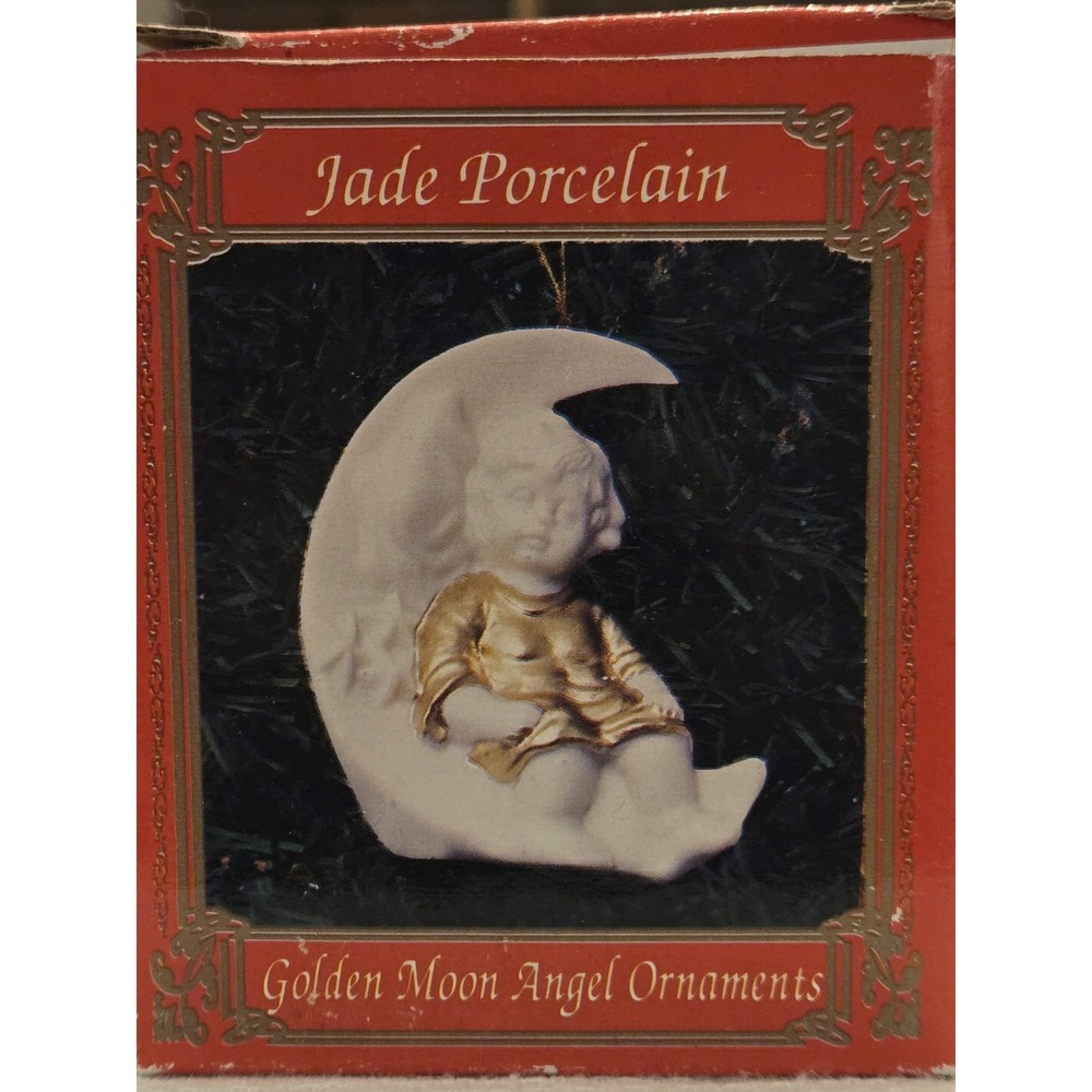 Angel Ornament Lincolnshire Collection Jade Porcelain Golden Moon Christmas Box